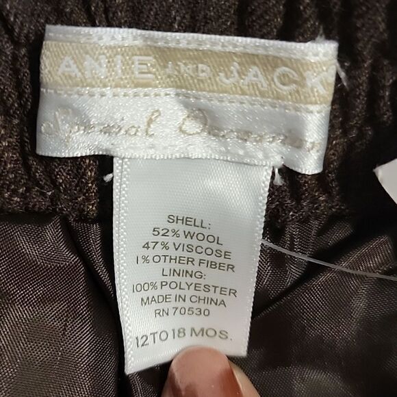 JANIE AND JACK SPECIAL OCCASION BROWN WOOL PINSTRIPED PANTS - NEW! - Picture 3 of 6